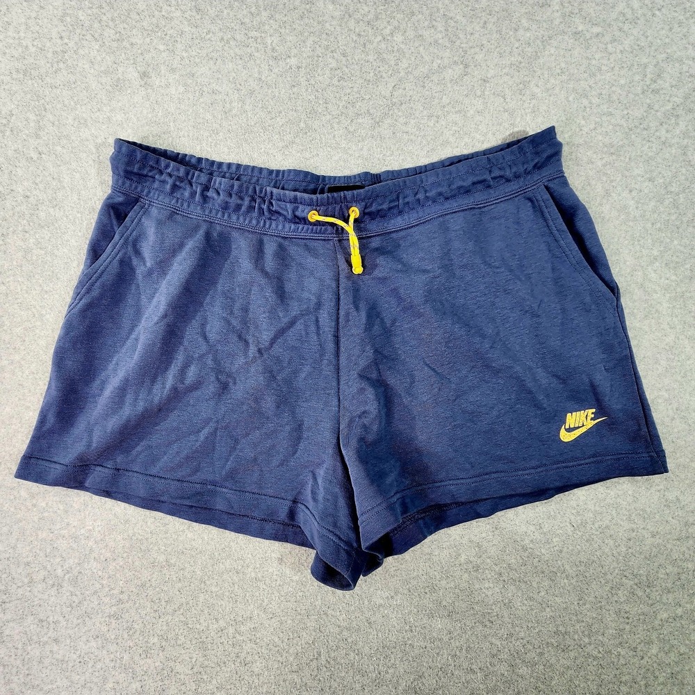 Nike Shorts Womens 2X Blue Standard Fit Drawstring Athletic Sweat DD2174-491